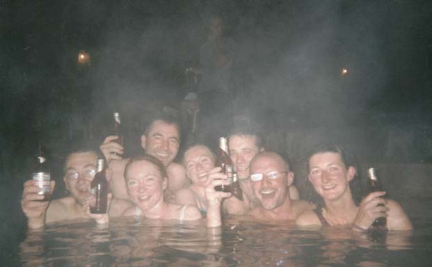 Beer in the hot tub