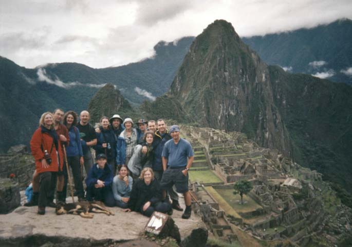 Group arriving at Machu Picchu
