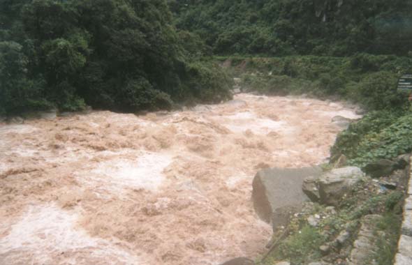 Urubamba river in flood